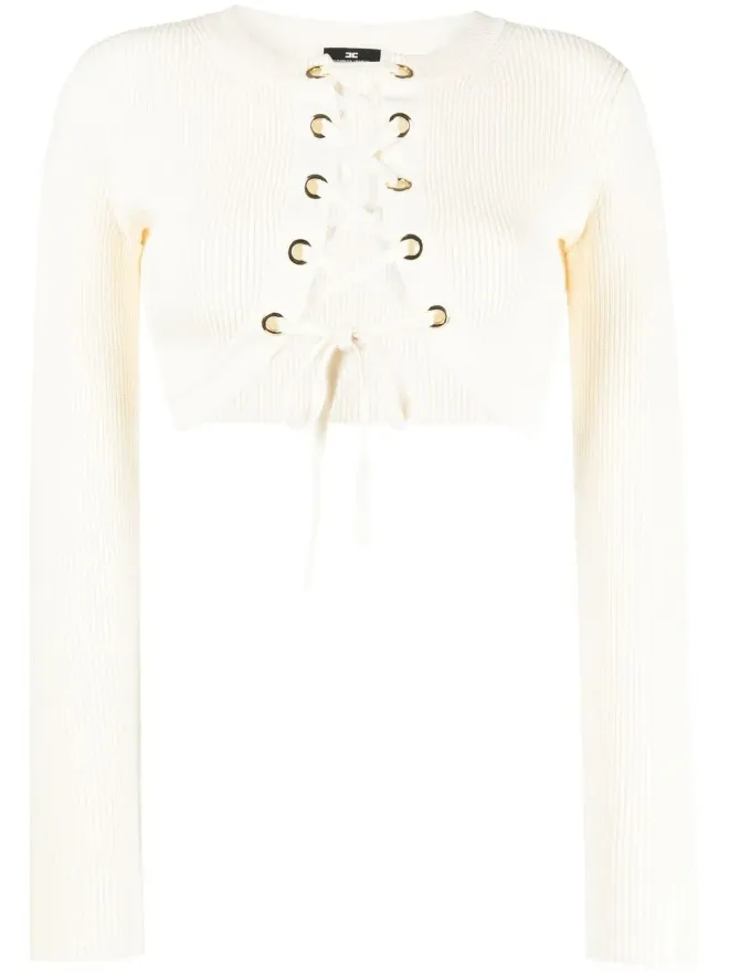 Elisabetta Franchi Elisabetta Franchi レースアップ クロップドカーディガンの商品画像