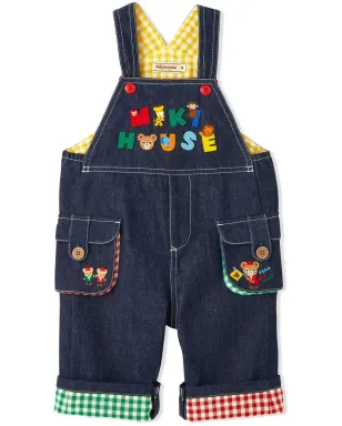 Miki House 刺繍ロゴ デニムショートサロペット - サムネイル1