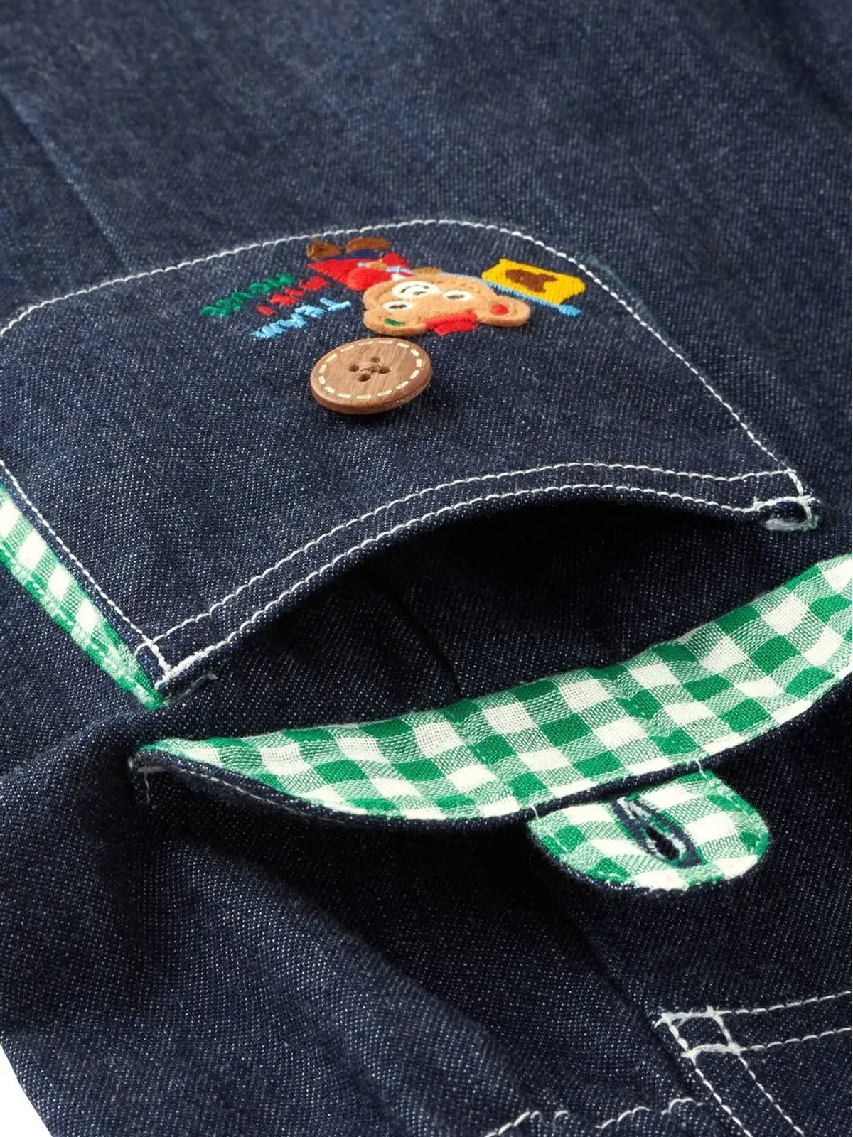 Miki House 刺繍ロゴ デニムショートサロペット - 画像5