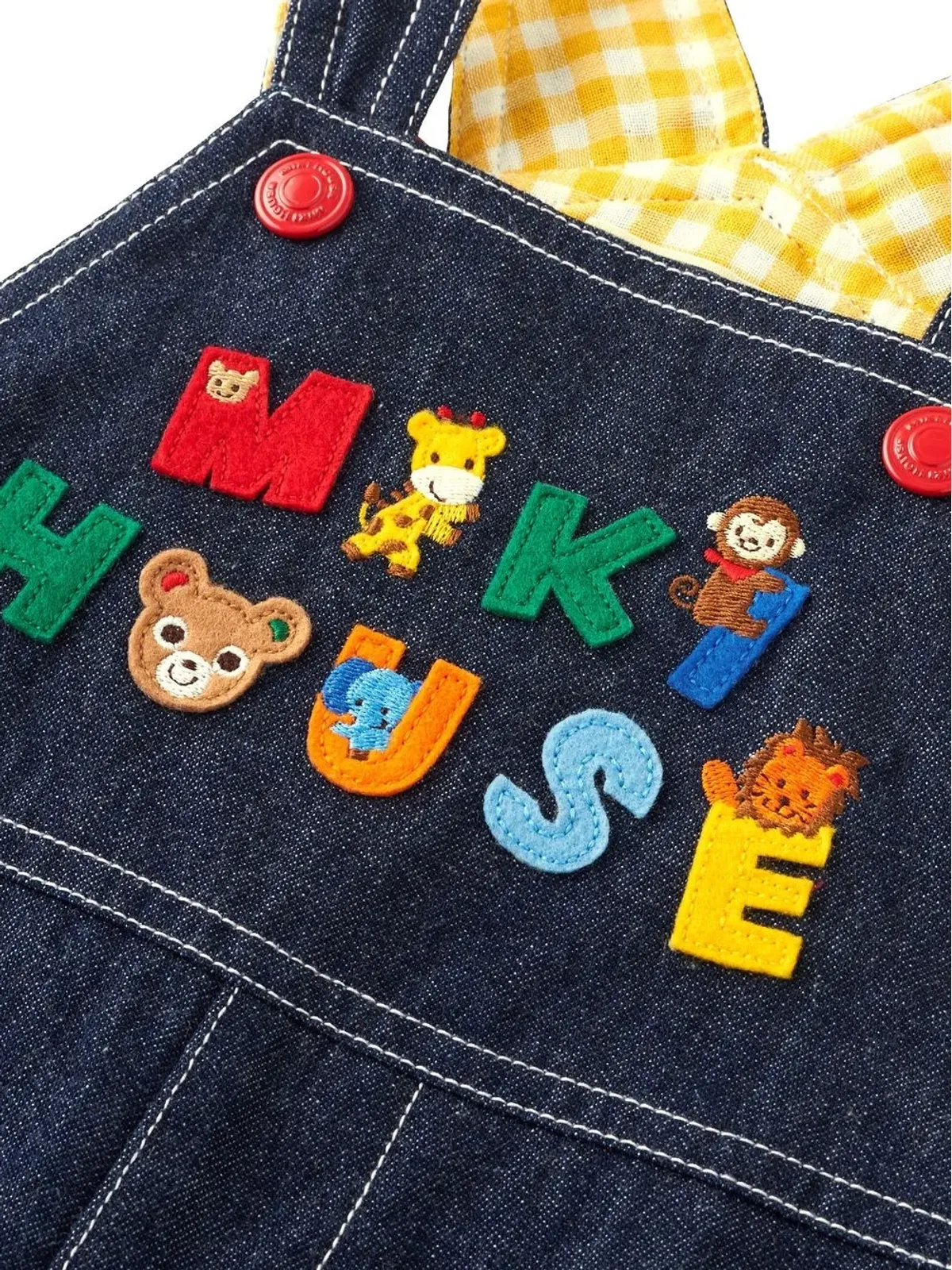 Miki House 刺繍ロゴ デニムショートサロペット - 画像3