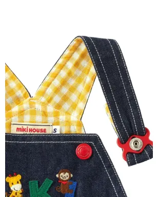 Miki House 刺繍ロゴ デニムショートサロペット - サムネイル4