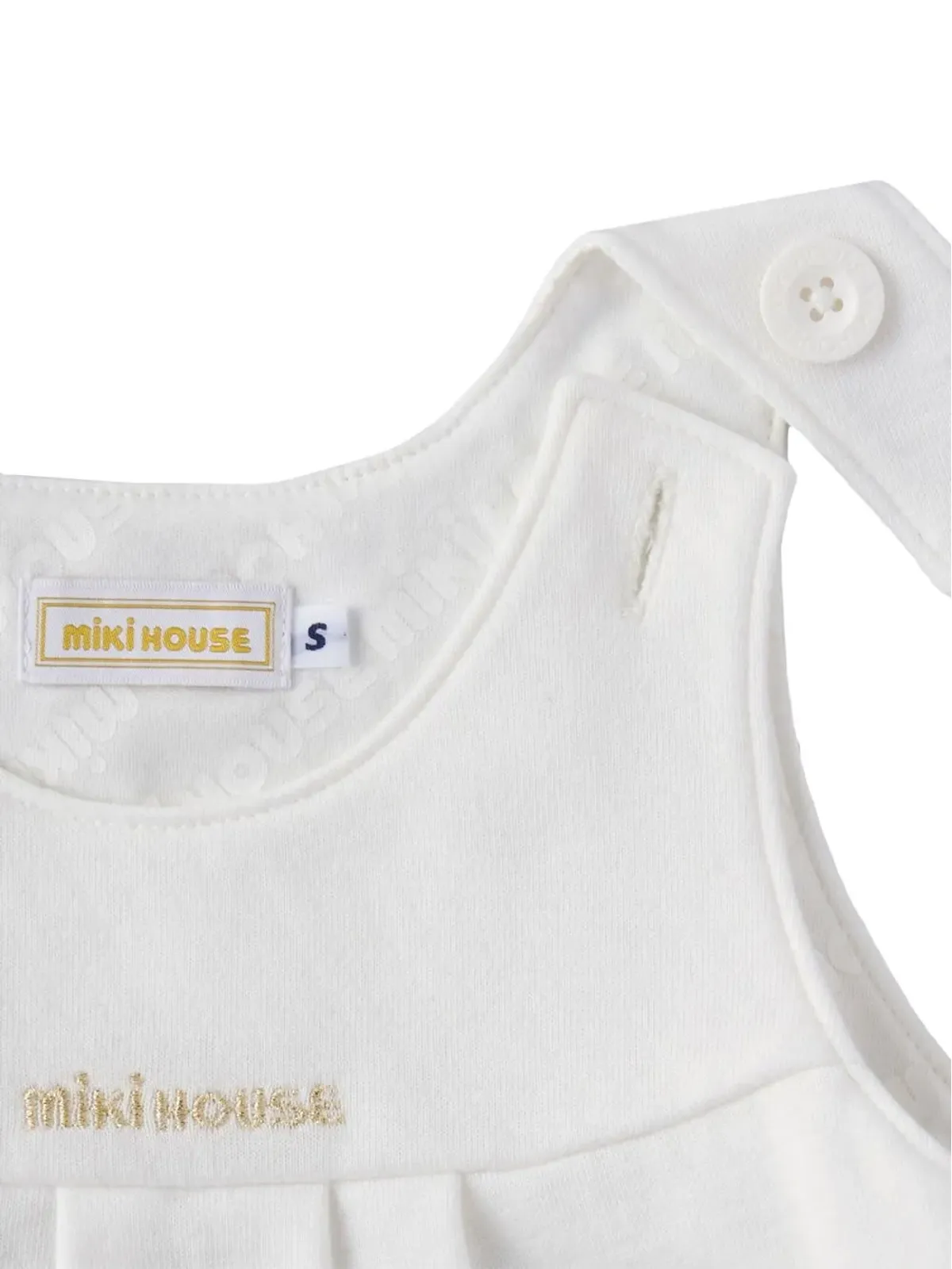 Miki House embroidered-logo pinafore dress - White - 画像4