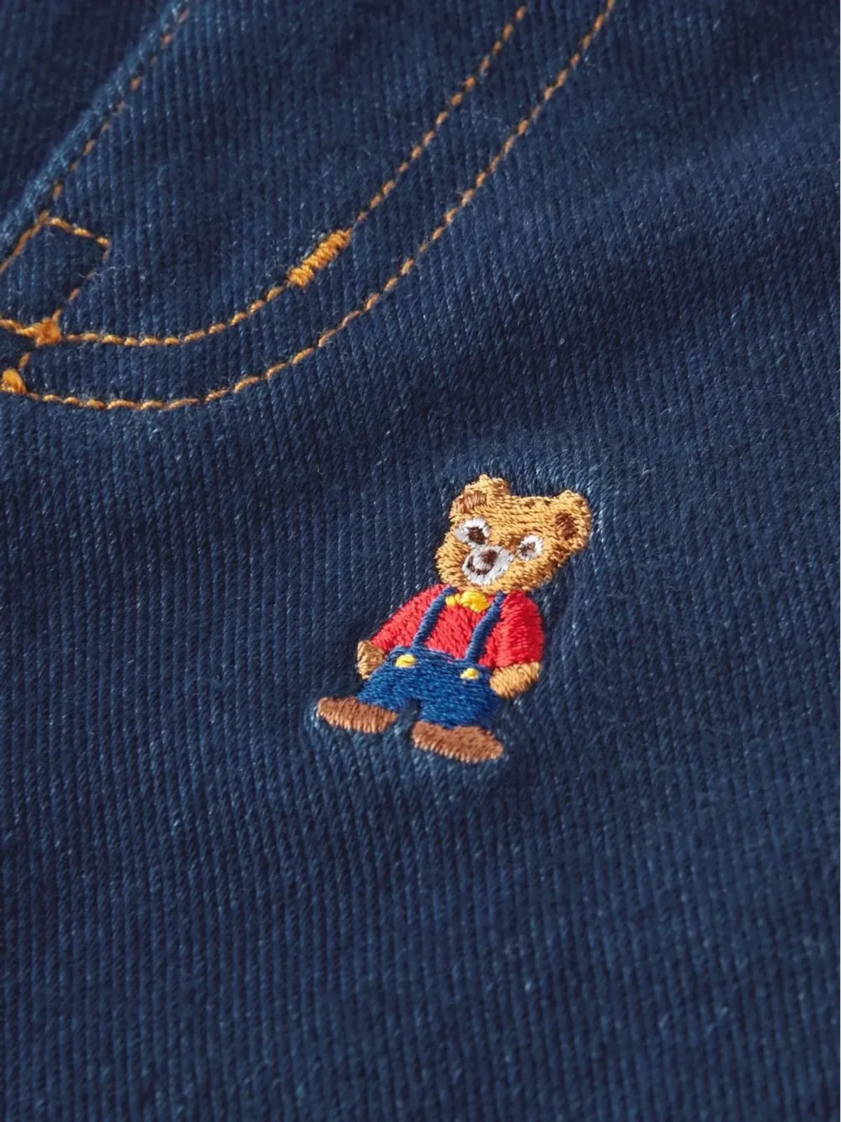Miki House 刺繍ベアモチーフのストレートジーンズ - 画像3