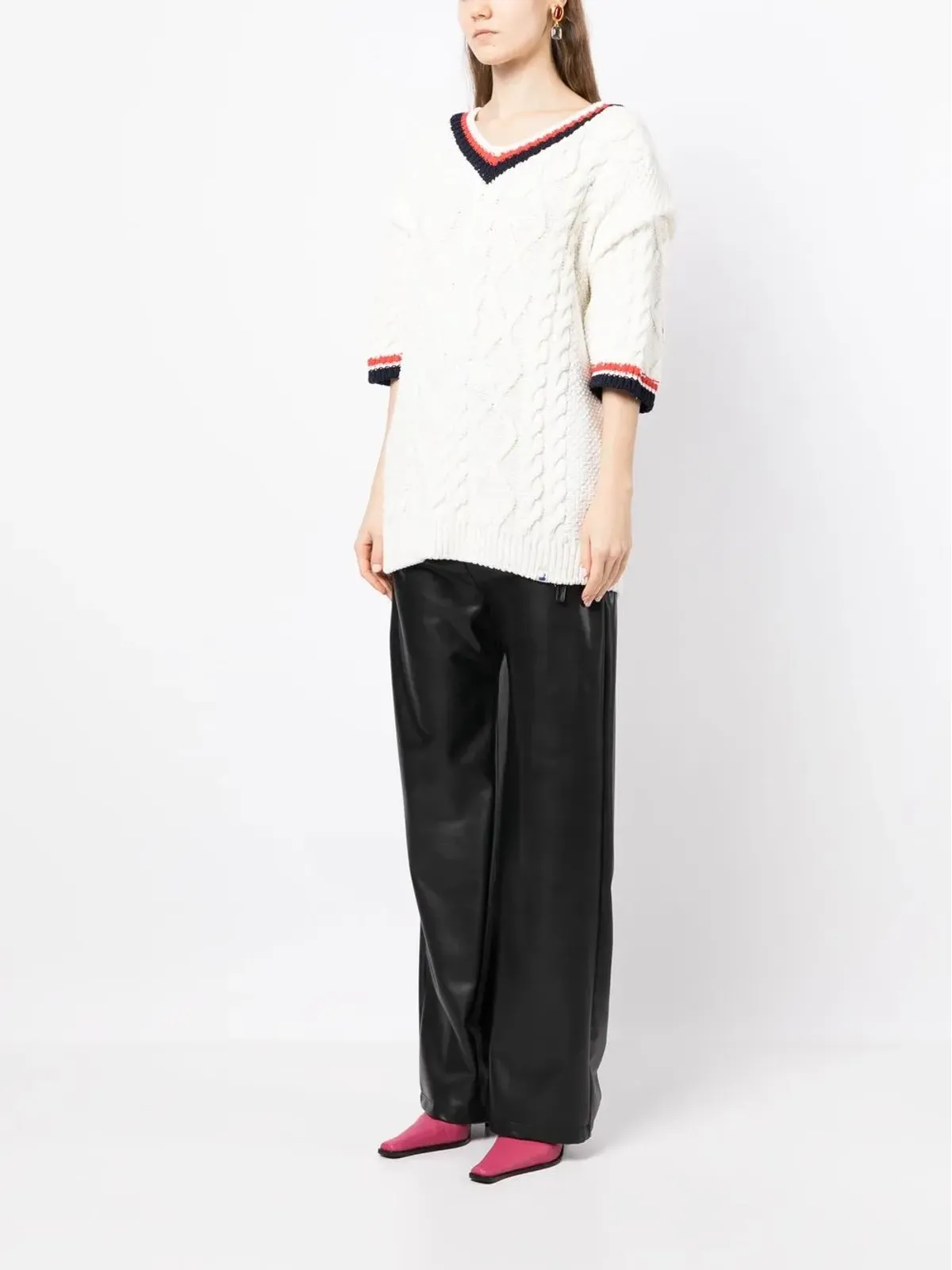 pushBUTTON 七分袖ケーブルニットトップ - 画像3