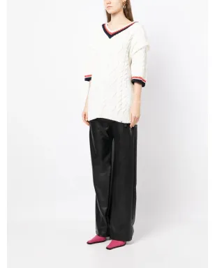 pushBUTTON 七分袖ケーブルニットトップ - サムネイル3