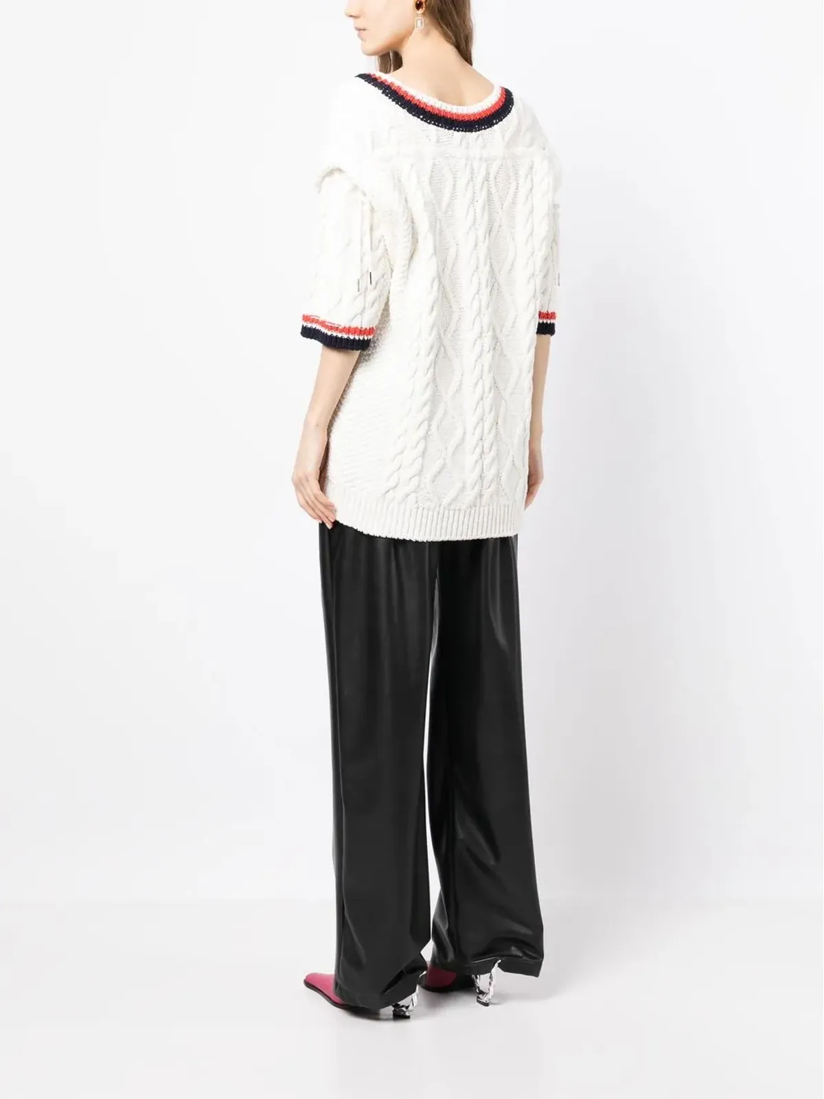 pushBUTTON 七分袖ケーブルニットトップ - 画像4