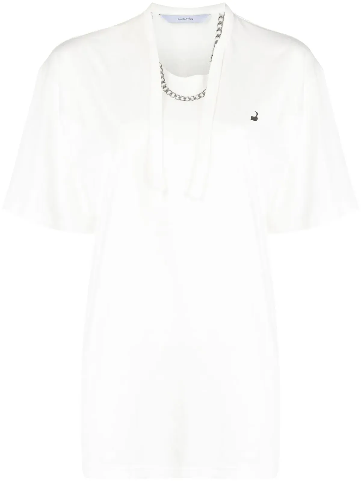 pushBUTTON ネックレスプリント オーバーサイズTシャツ - 画像1