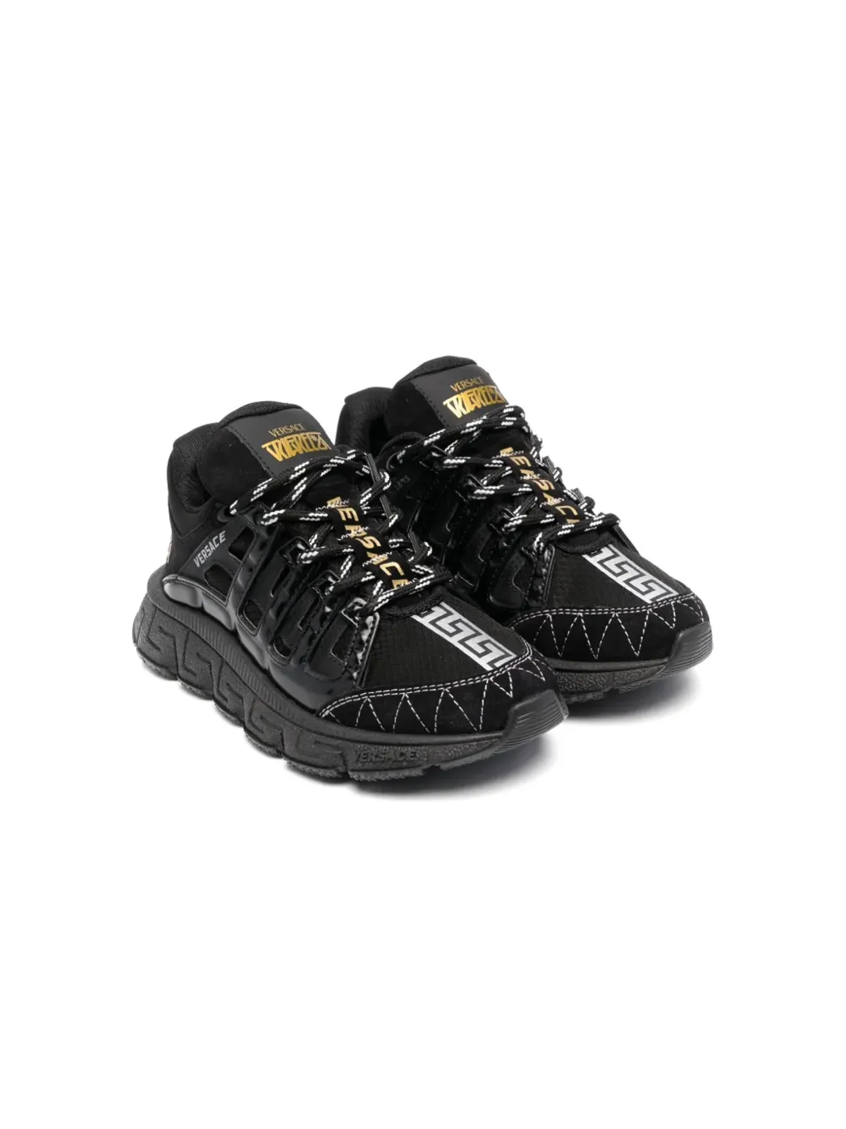 Versace Kids Greca レースアップスニーカー - ブラック - 画像1