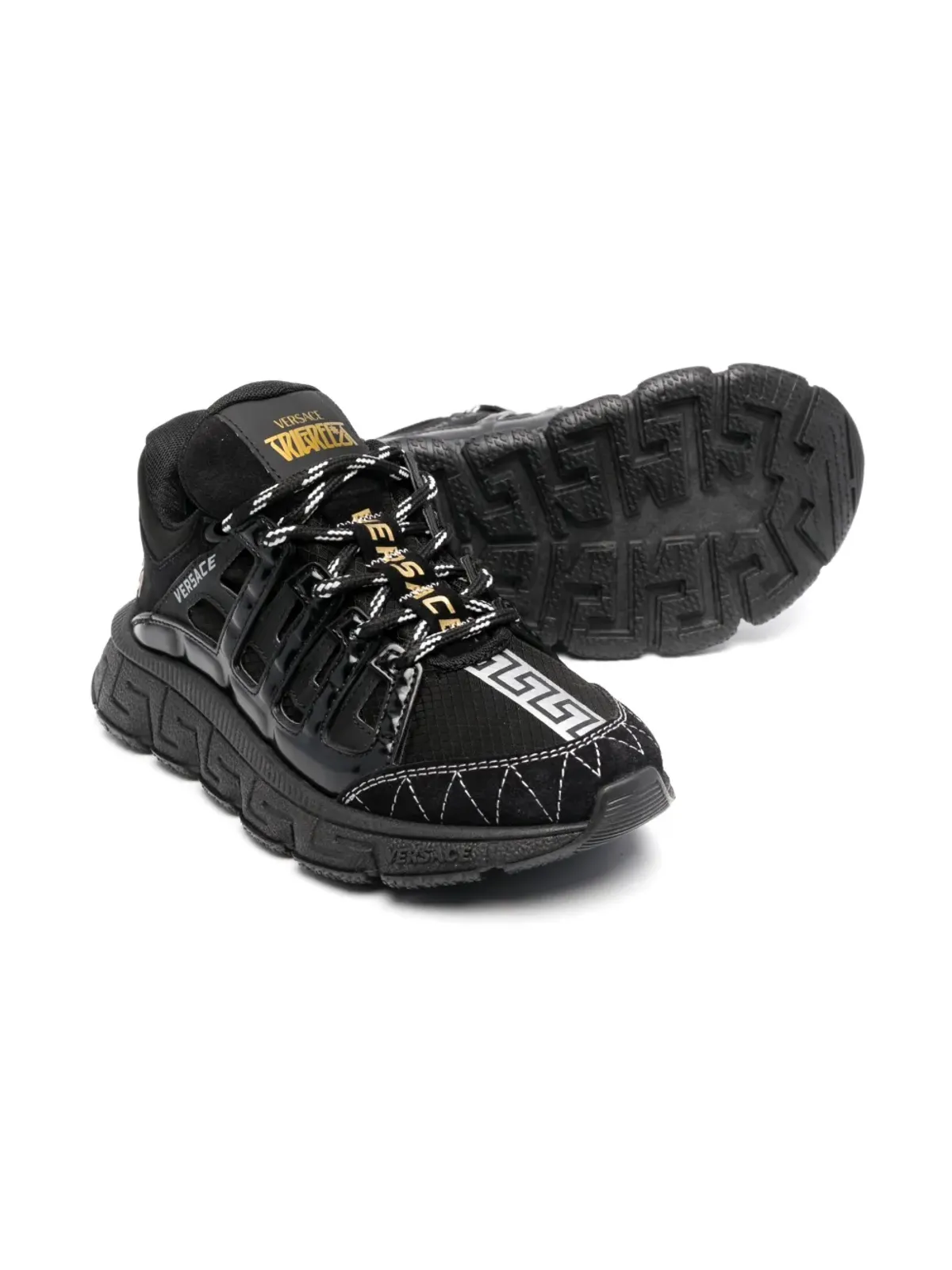 Versace Kids Greca レースアップスニーカー - ブラック - 画像2