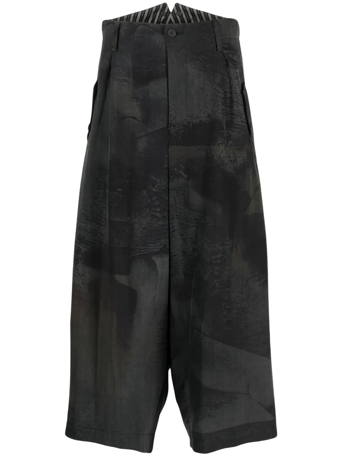 Yohji Yamamoto クロップドワイドレッグパンツ - ブラック - 画像1