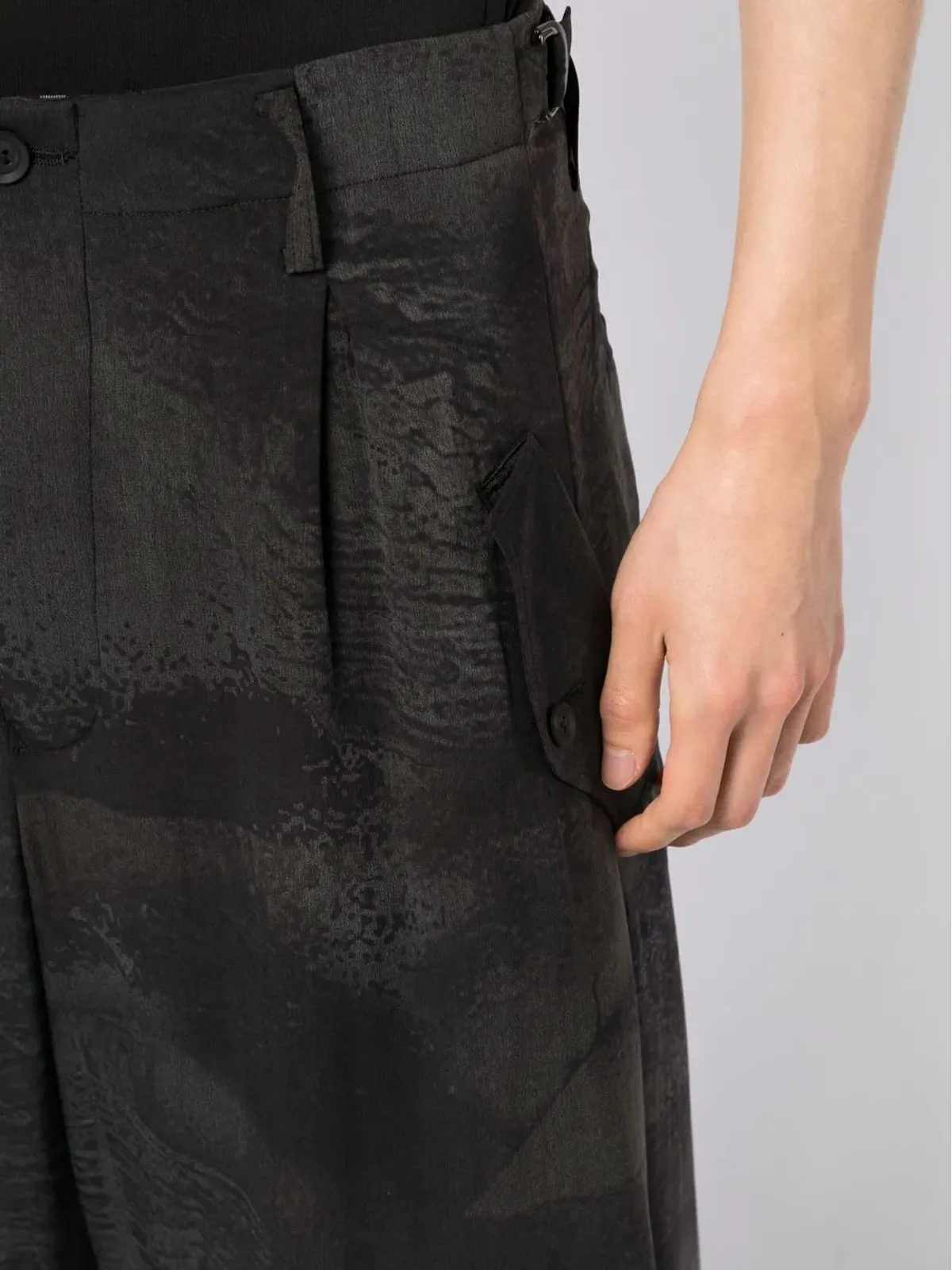 Yohji Yamamoto クロップドワイドレッグパンツ - ブラック - 画像5