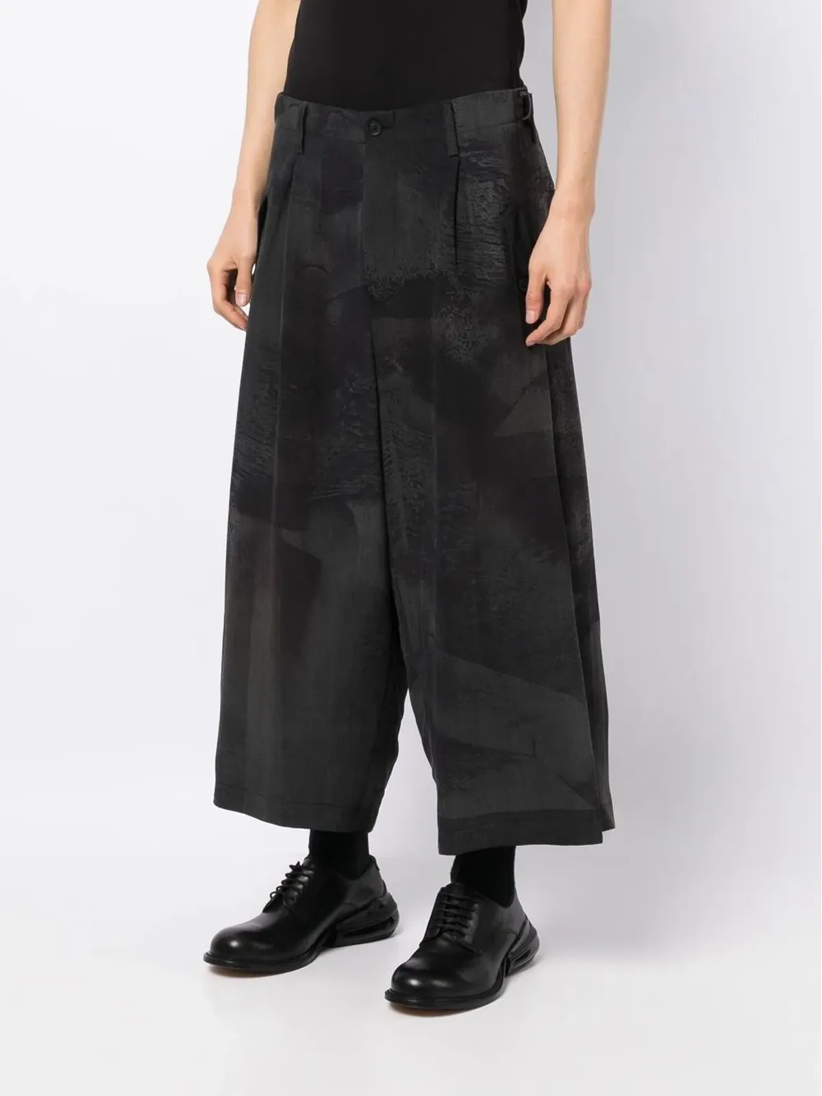 Yohji Yamamoto クロップドワイドレッグパンツ - ブラック - 画像3
