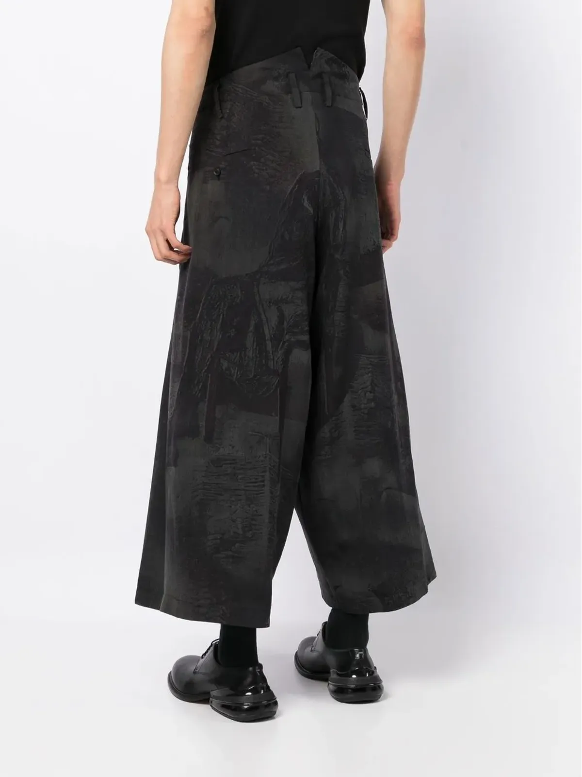 Yohji Yamamoto クロップドワイドレッグパンツ - ブラック - 画像4