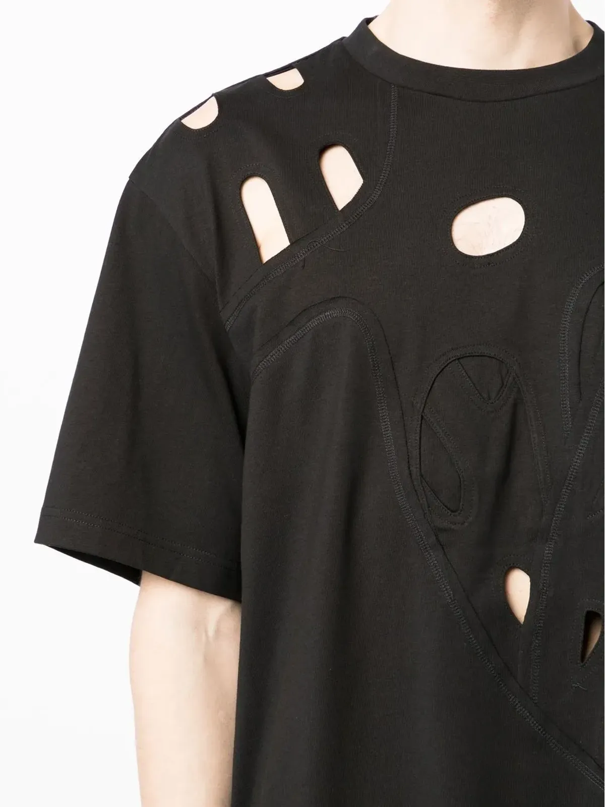 Feng Chen Wang カットアウトディテール コットンTシャツ - 画像5