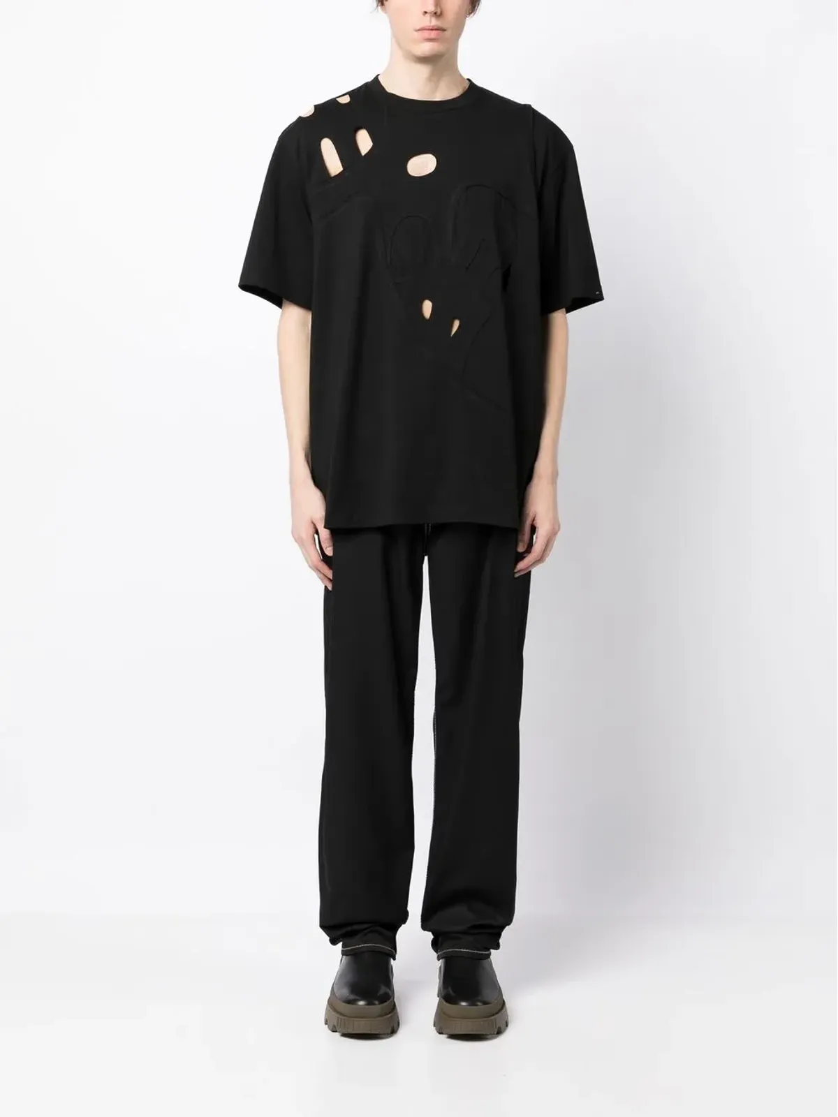 Feng Chen Wang カットアウトディテール コットンTシャツ - 画像2