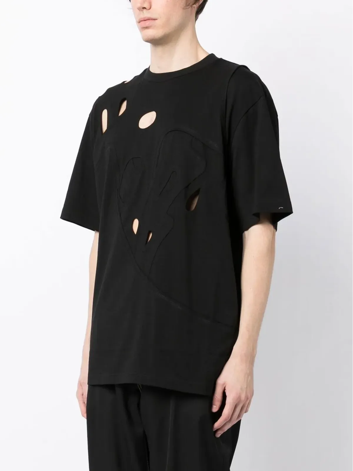 Feng Chen Wang カットアウトディテール コットンTシャツ - 画像3