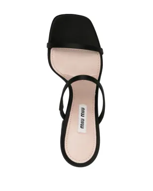 Miu Miu オープントゥ サテン サンダル - Black - サムネイル4