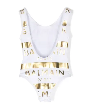 Balmain Kids メタリックロゴプリント水着 - サムネイル2