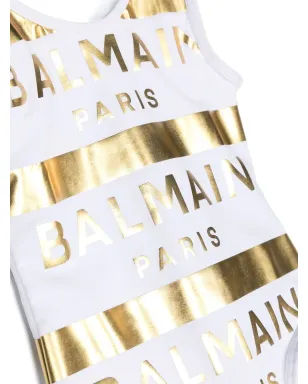 Balmain Kids メタリックロゴプリント水着 - サムネイル3