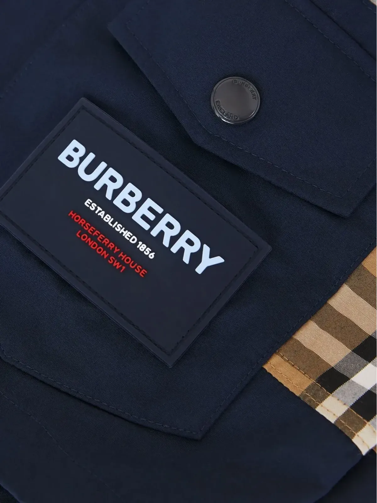 Burberry Kids ヴィンテージチェックパネルカーゴショーツ ブルー - 画像3