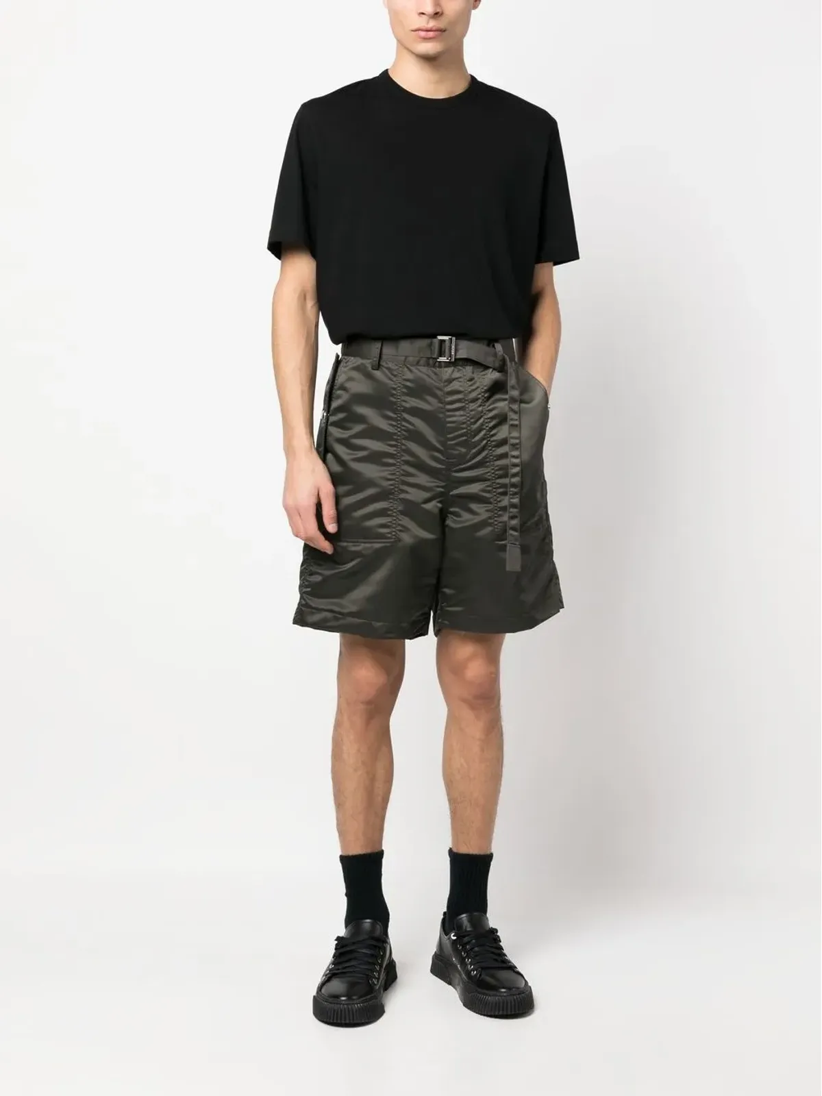 sacai バックル留め テーラードショーツ - グリーン - 画像2