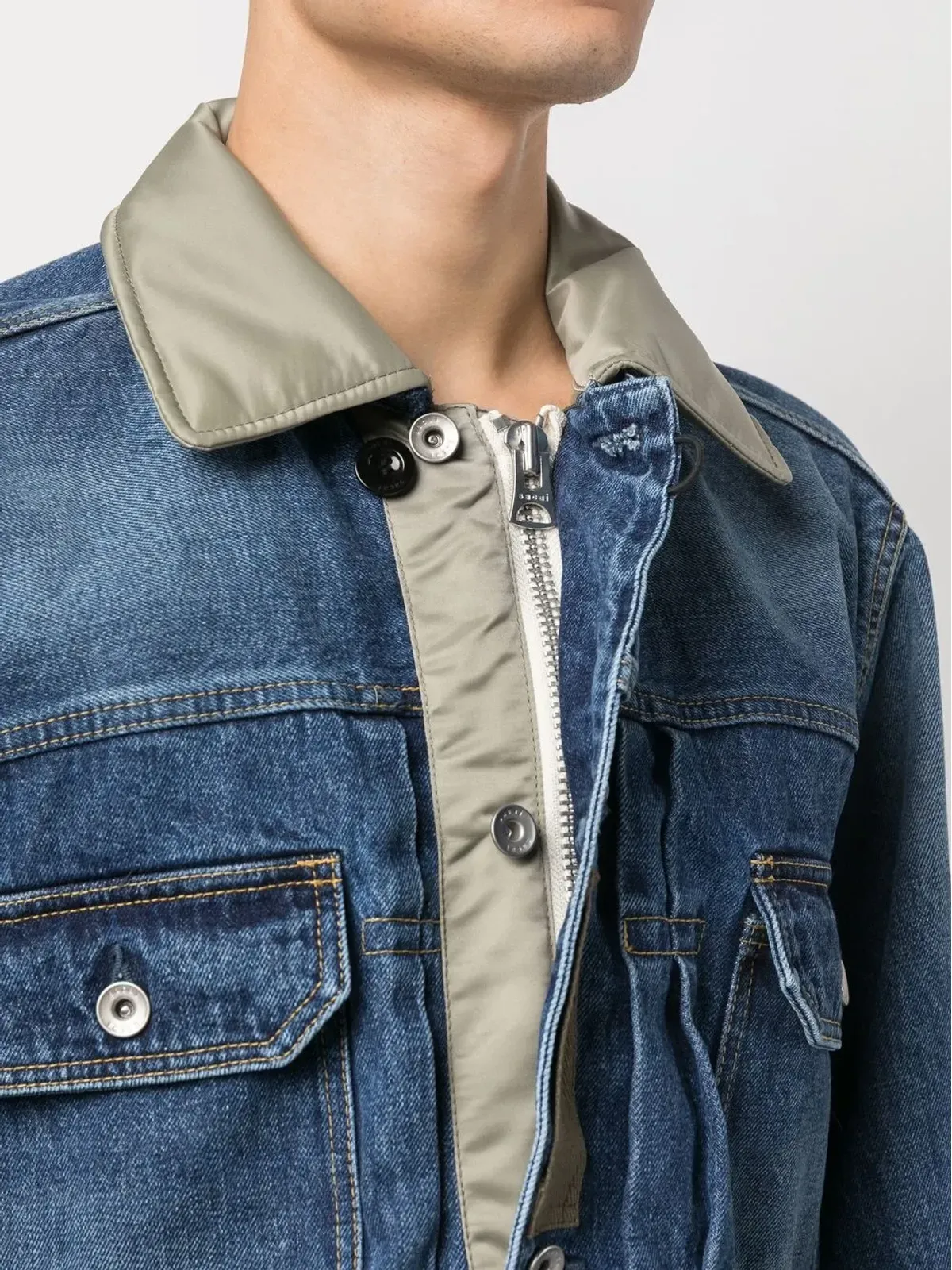 sacai コントラストカラー襟付きデニムジャケット - 画像5