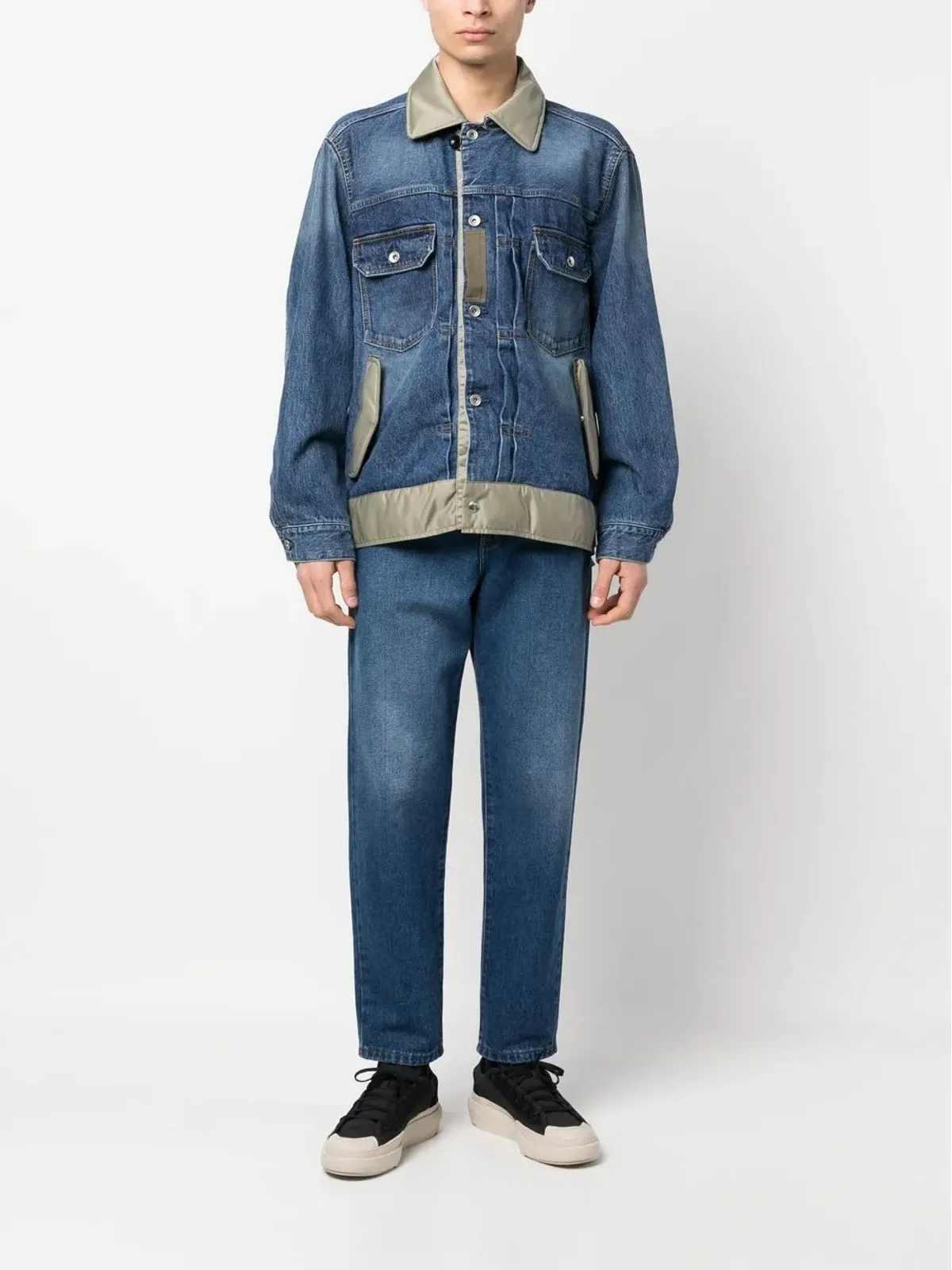 sacai コントラストカラー襟付きデニムジャケット - 画像2