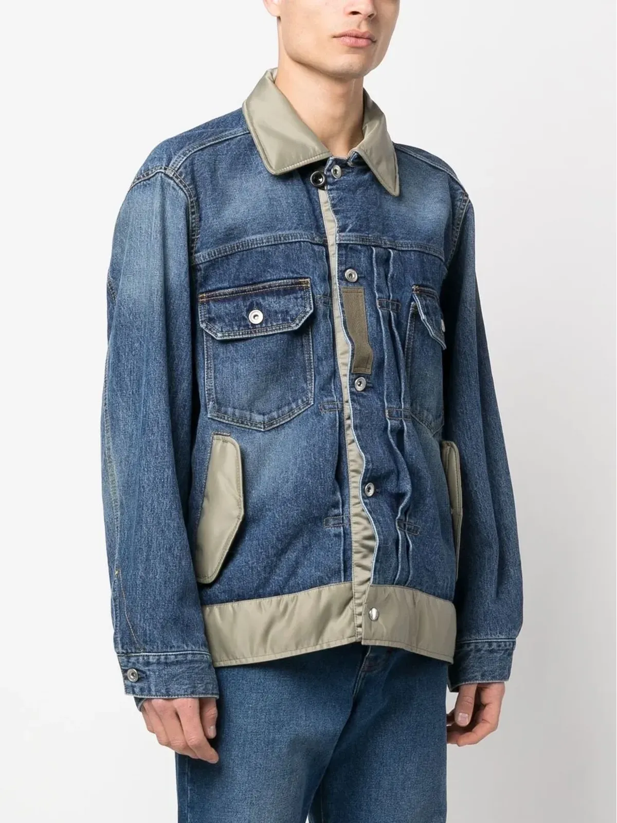 sacai コントラストカラー襟付きデニムジャケット - 画像3