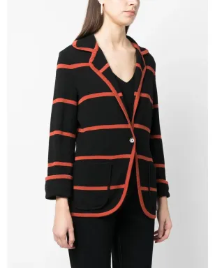 Saint Laurent Pre-Owned 1970年代 横ストライプ ブレザー ブラック - サムネイル3