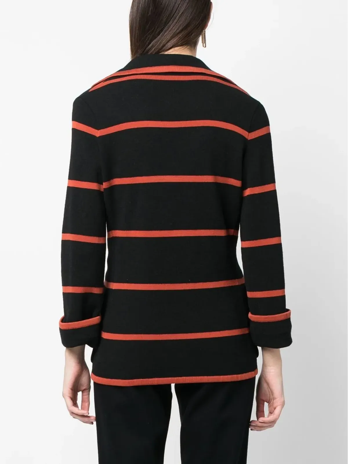 Saint Laurent Pre-Owned 1970年代 横ストライプ ブレザー ブラック - 画像4