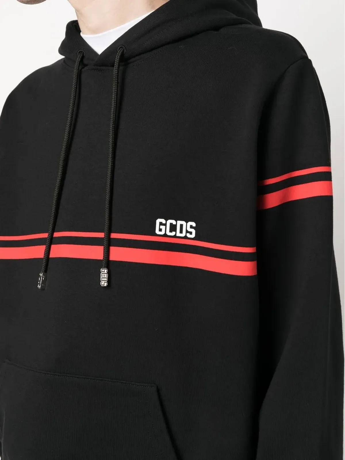 GCDS ストライプディテール コットン フーディ - 画像5