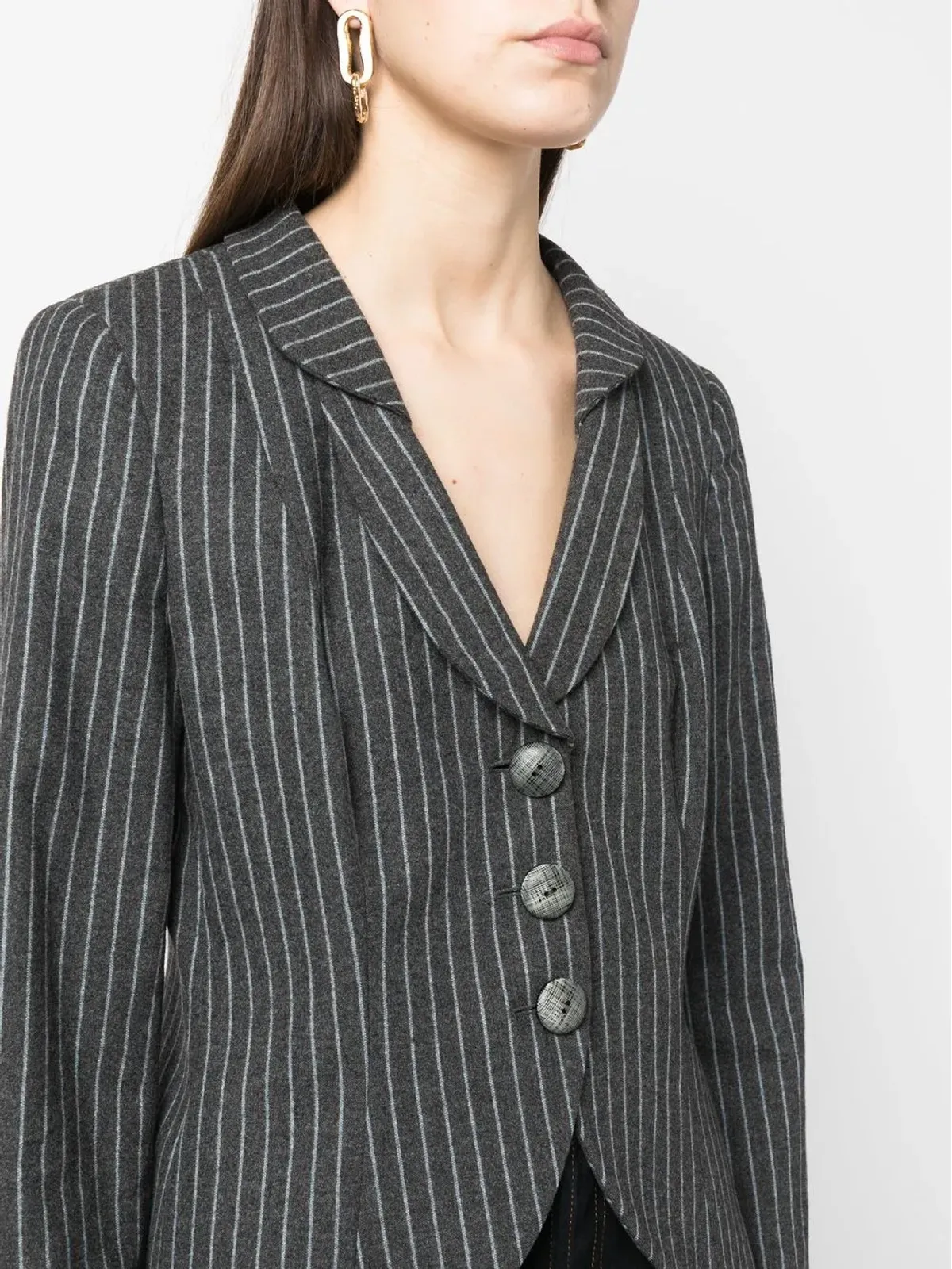 Giorgio Armani Pre-Owned 1990年代 ノッチドラペル ピンストライプ ブレザー - 画像5