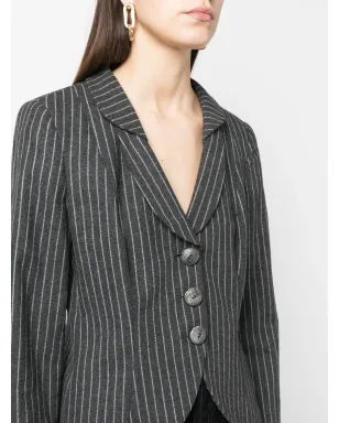 Giorgio Armani Pre-Owned 1990年代 ノッチドラペル ピンストライプ ブレザー - サムネイル5