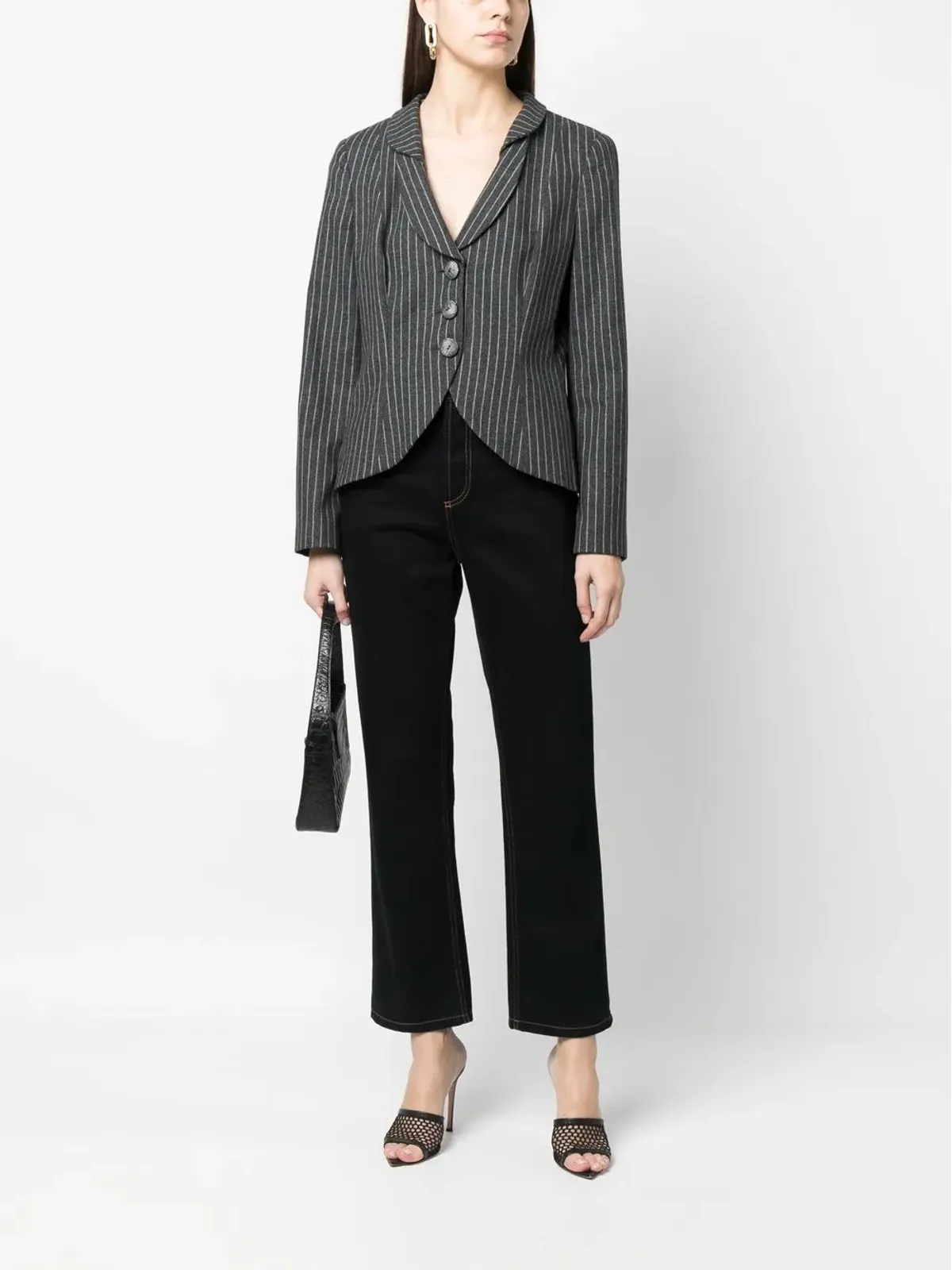 Giorgio Armani Pre-Owned 1990年代 ノッチドラペル ピンストライプ ブレザー - 画像2