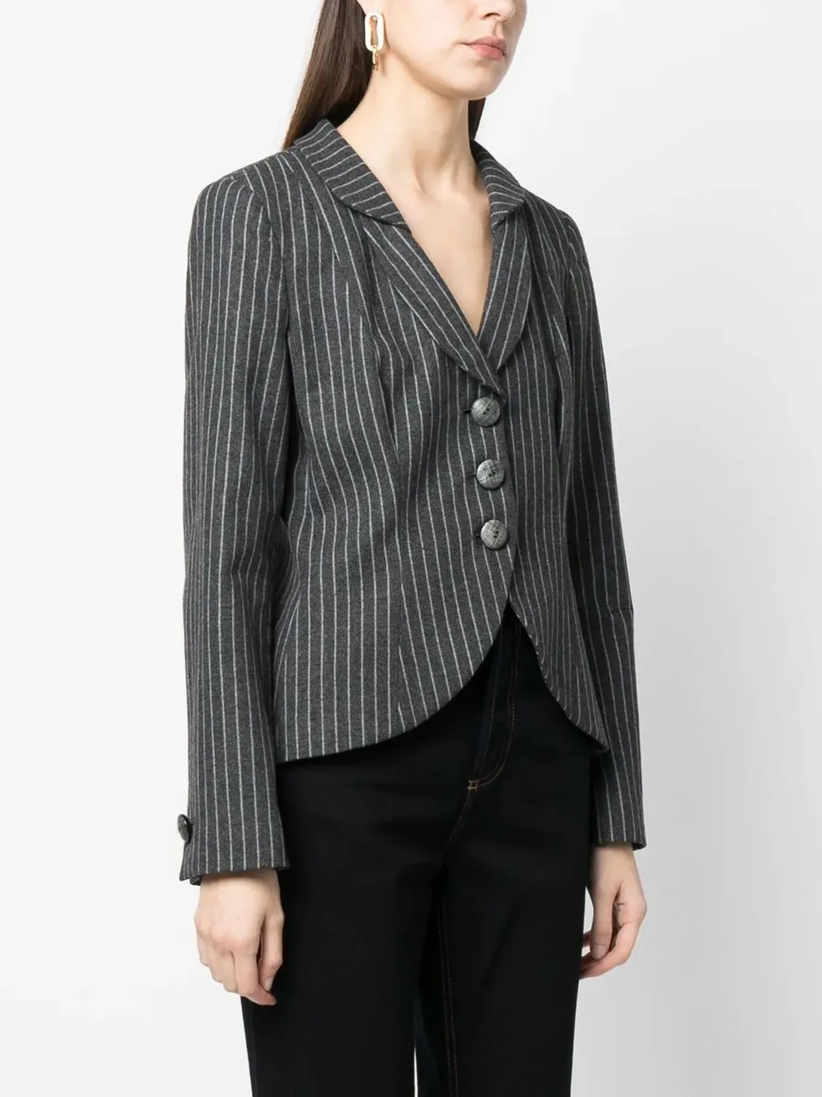 Giorgio Armani Pre-Owned 1990年代 ノッチドラペル ピンストライプ ブレザー - 画像3