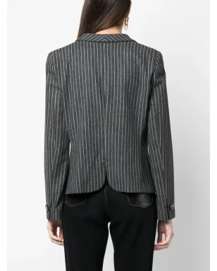 Giorgio Armani Pre-Owned 1990年代 ノッチドラペル ピンストライプ ブレザー - サムネイル4