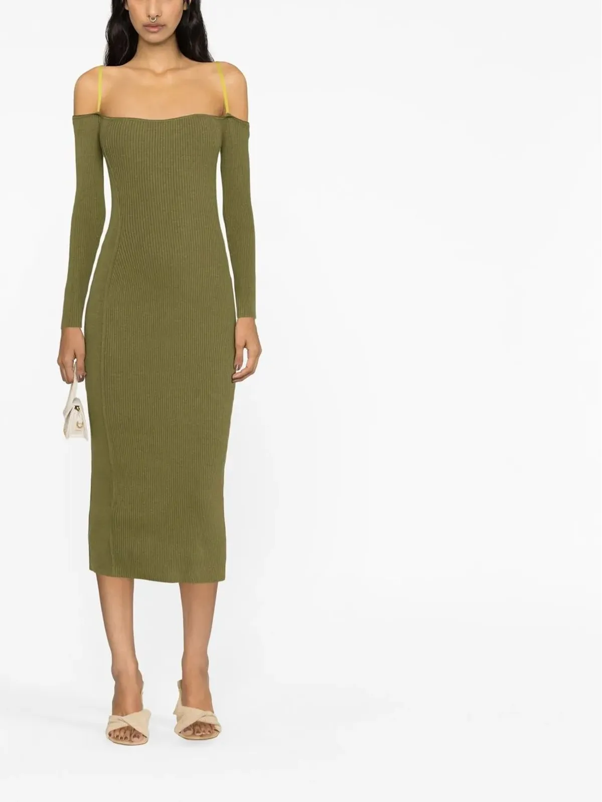 Jacquemus ラ・ローブ ストラップディテール付きリブニット ミディドレス - 画像2