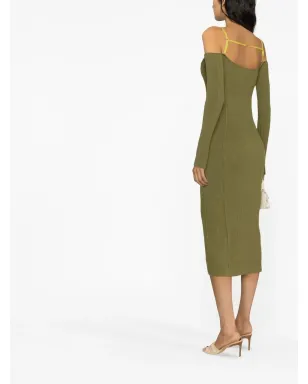 Jacquemus ラ・ローブ ストラップディテール付きリブニット ミディドレス - サムネイル3