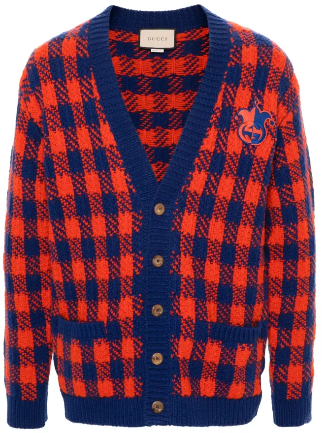 Gucci Gucci インターロックGG ギンガム ウール カーディガン - オレンジの商品画像