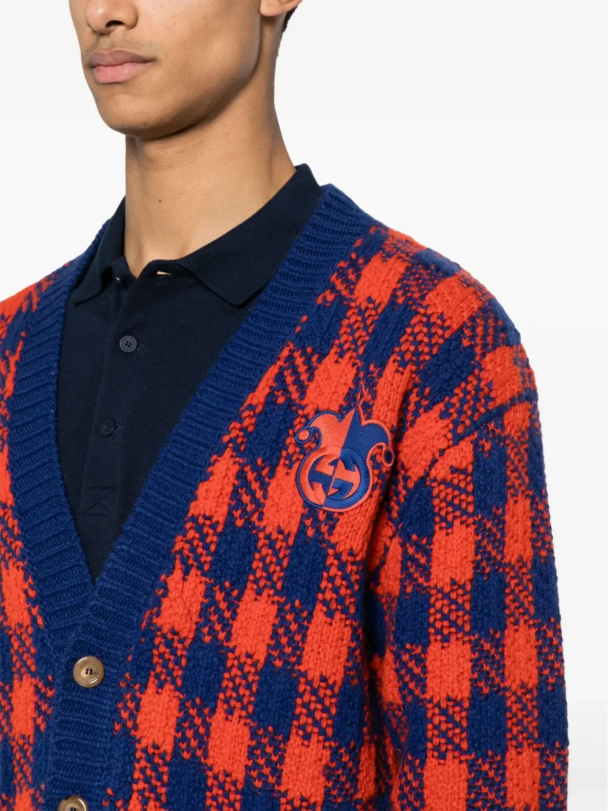 Gucci インターロックGG ギンガム ウール カーディガン - オレンジ - 画像5