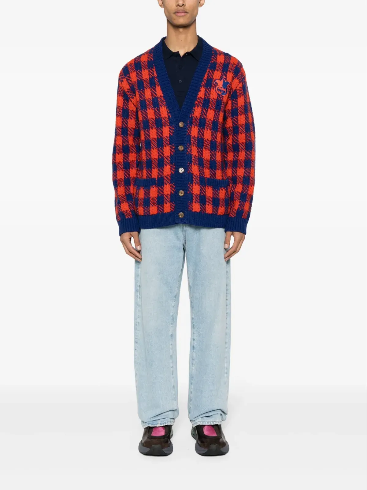 Gucci インターロックGG ギンガム ウール カーディガン - オレンジ - 画像2