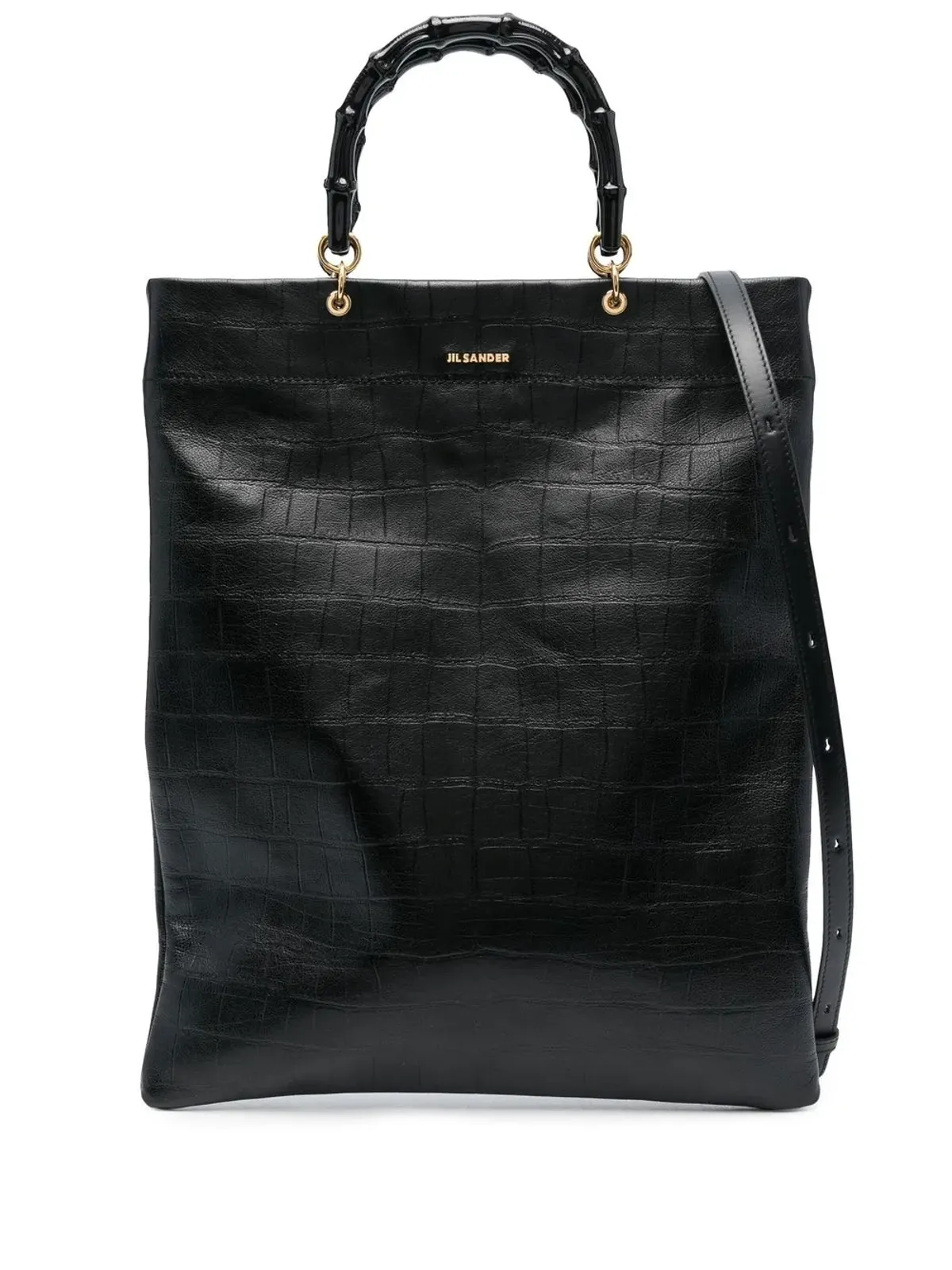 Jil Sander クロコダイルエフェクトレザー トートバッグ（ブラック） - 画像1