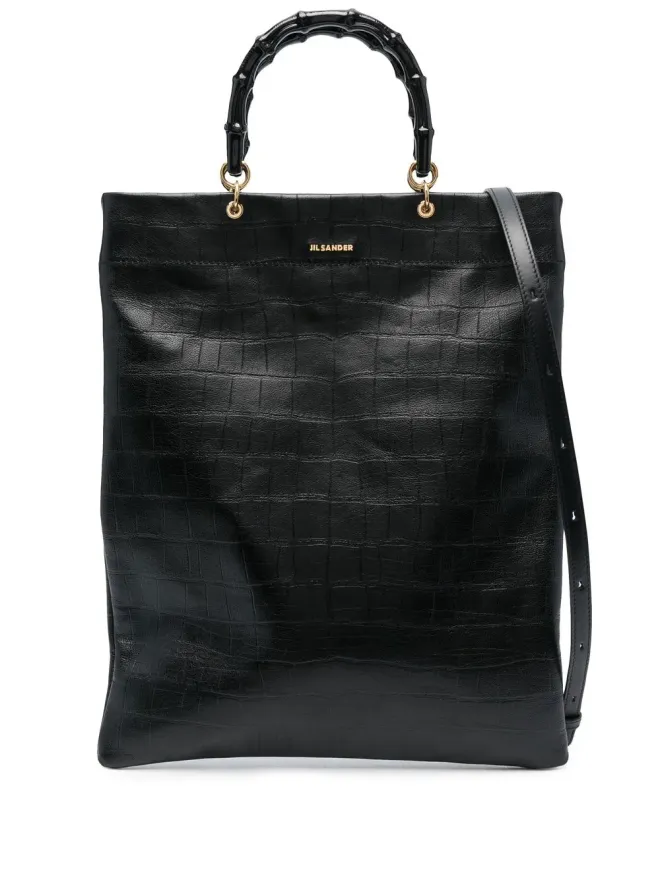 Jil Sander Jil Sander クロコダイルエフェクトレザー トートバッグ（ブラック）の商品画像