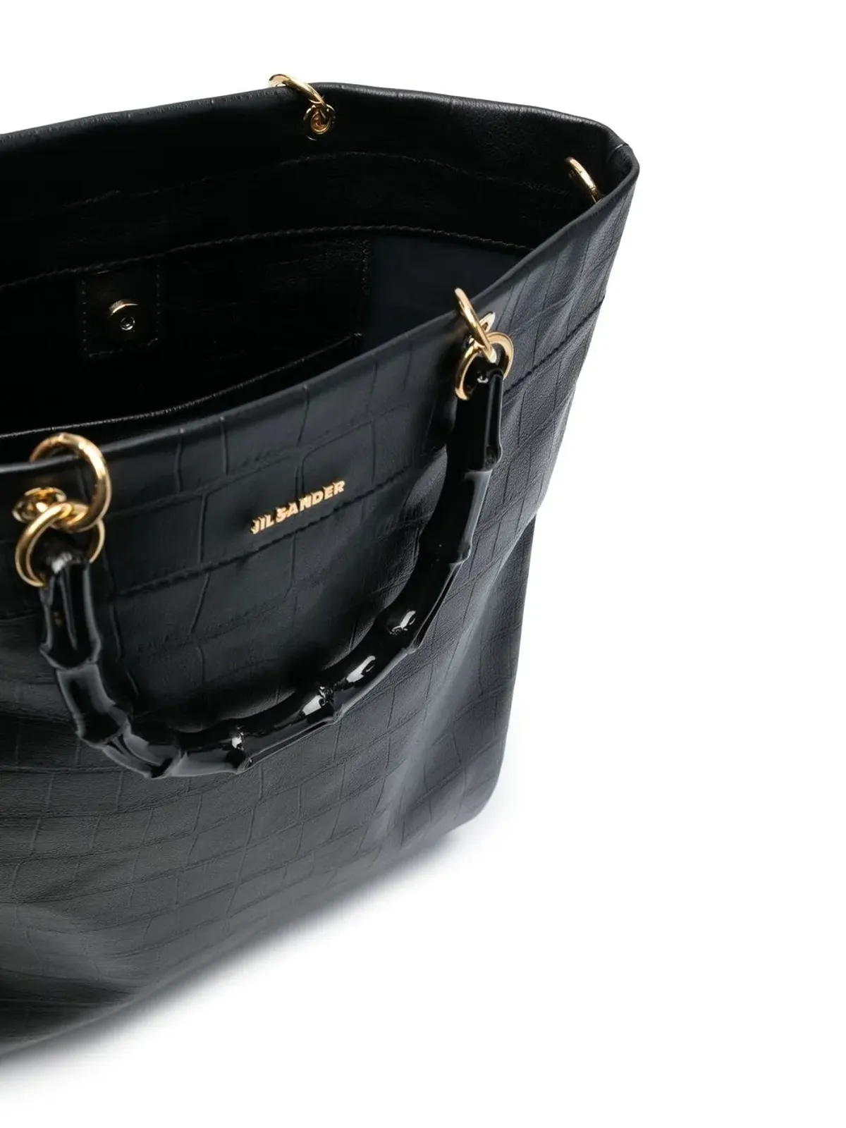 Jil Sander クロコダイルエフェクトレザー トートバッグ（ブラック） - 画像5