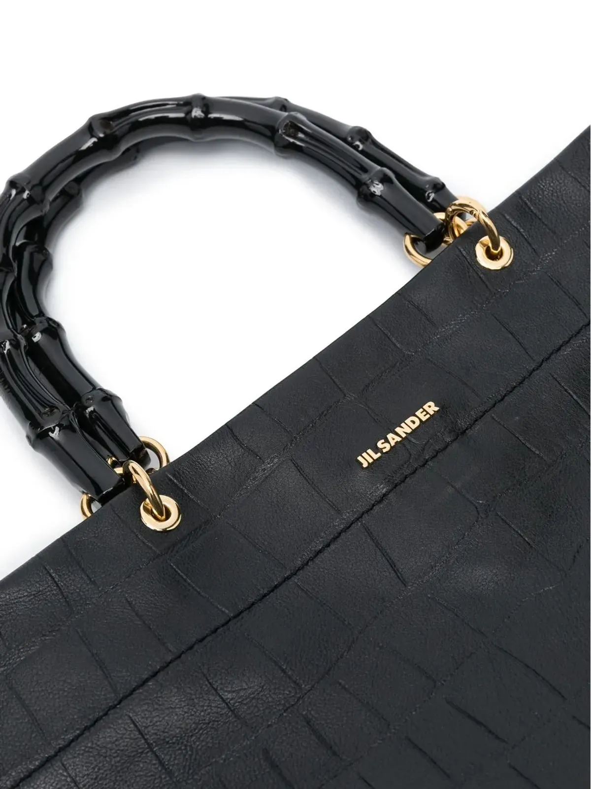 Jil Sander クロコダイルエフェクトレザー トートバッグ（ブラック） - 画像4
