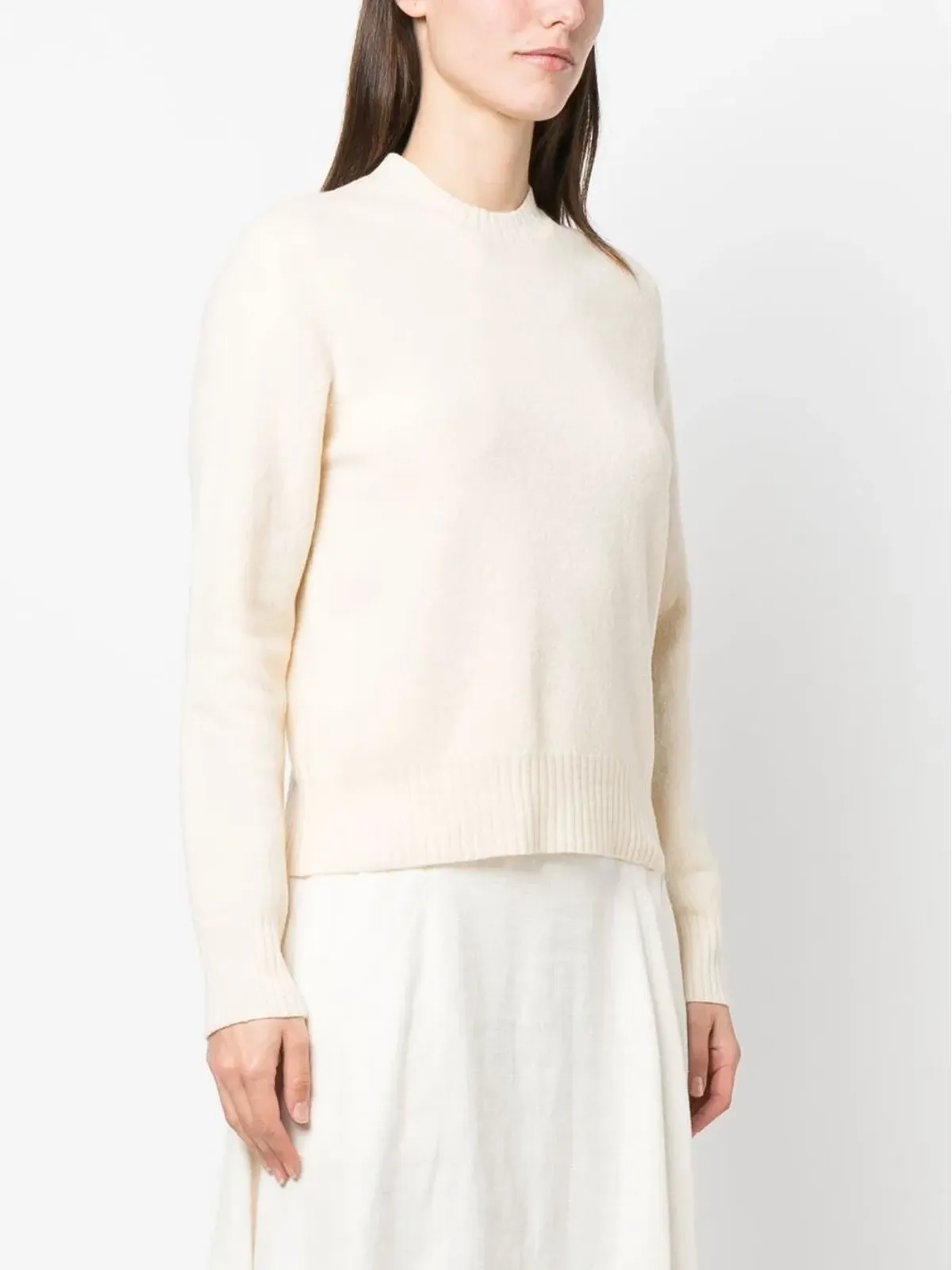 Jil Sander 白のウール クルーネック ジャンパー - 画像3