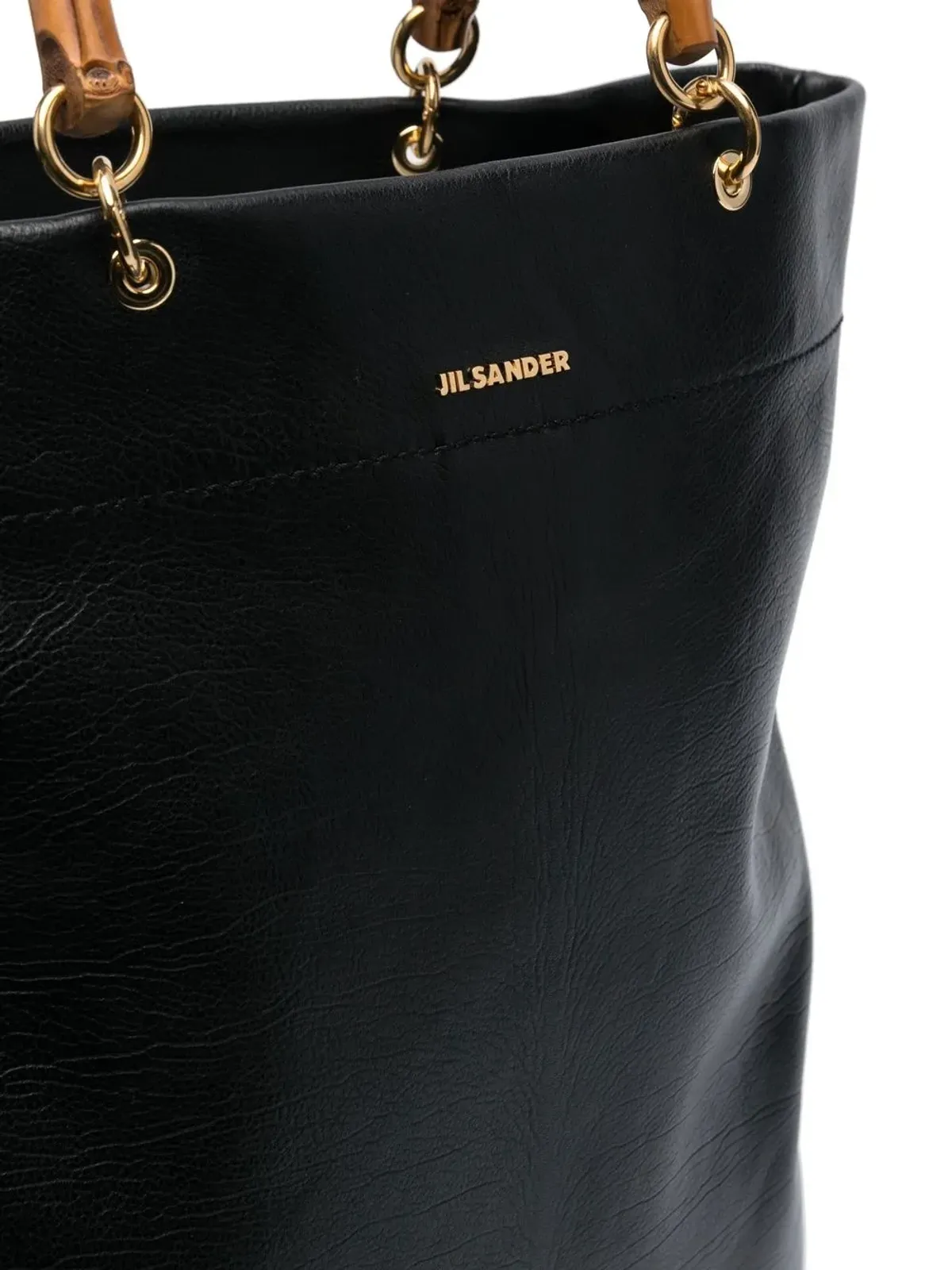 Jil Sander バンブーハンドル レザー トートバッグ - 画像4