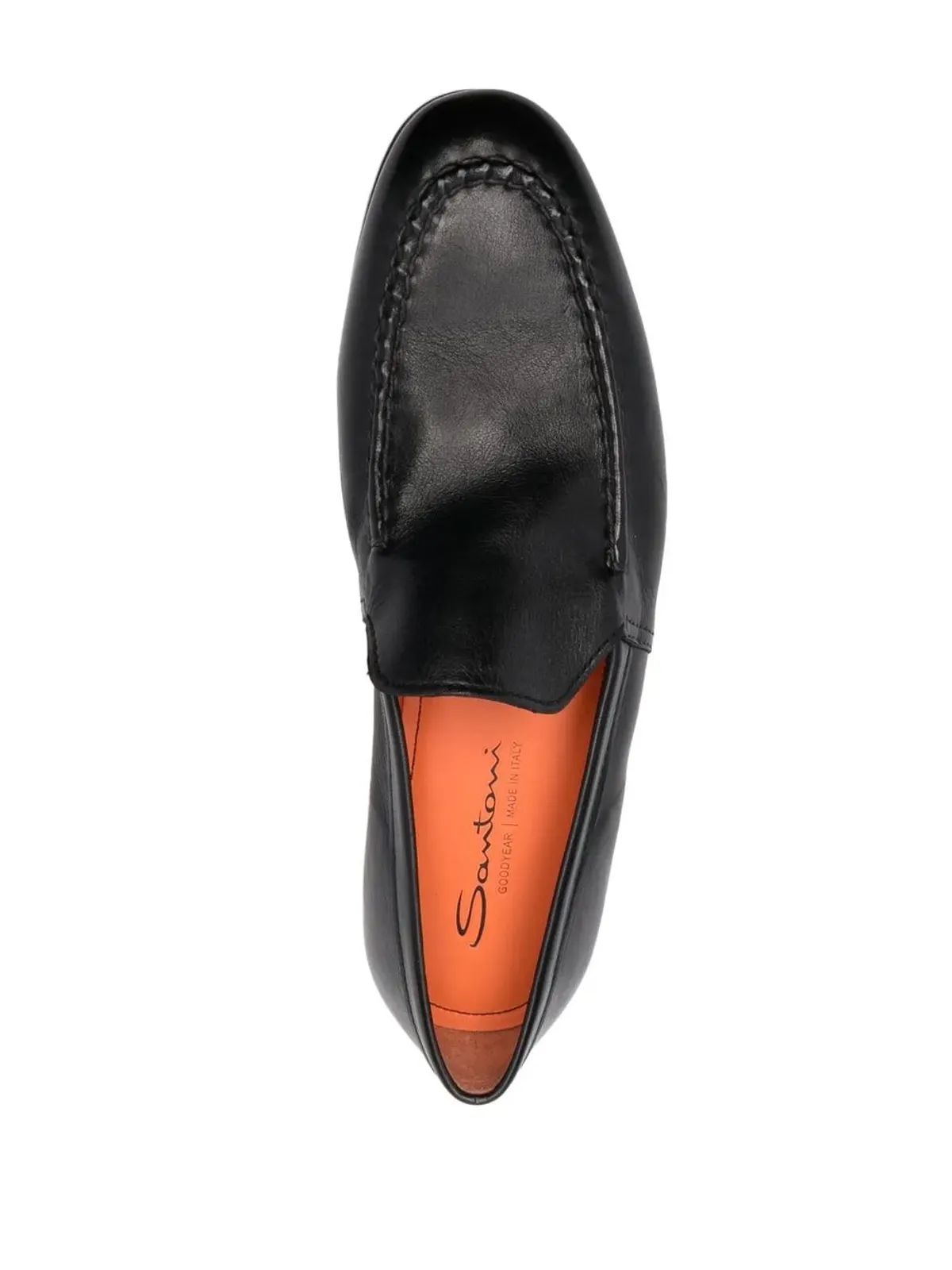 Santoni アーモンドトゥ レザー ローファー ブラック - 画像4