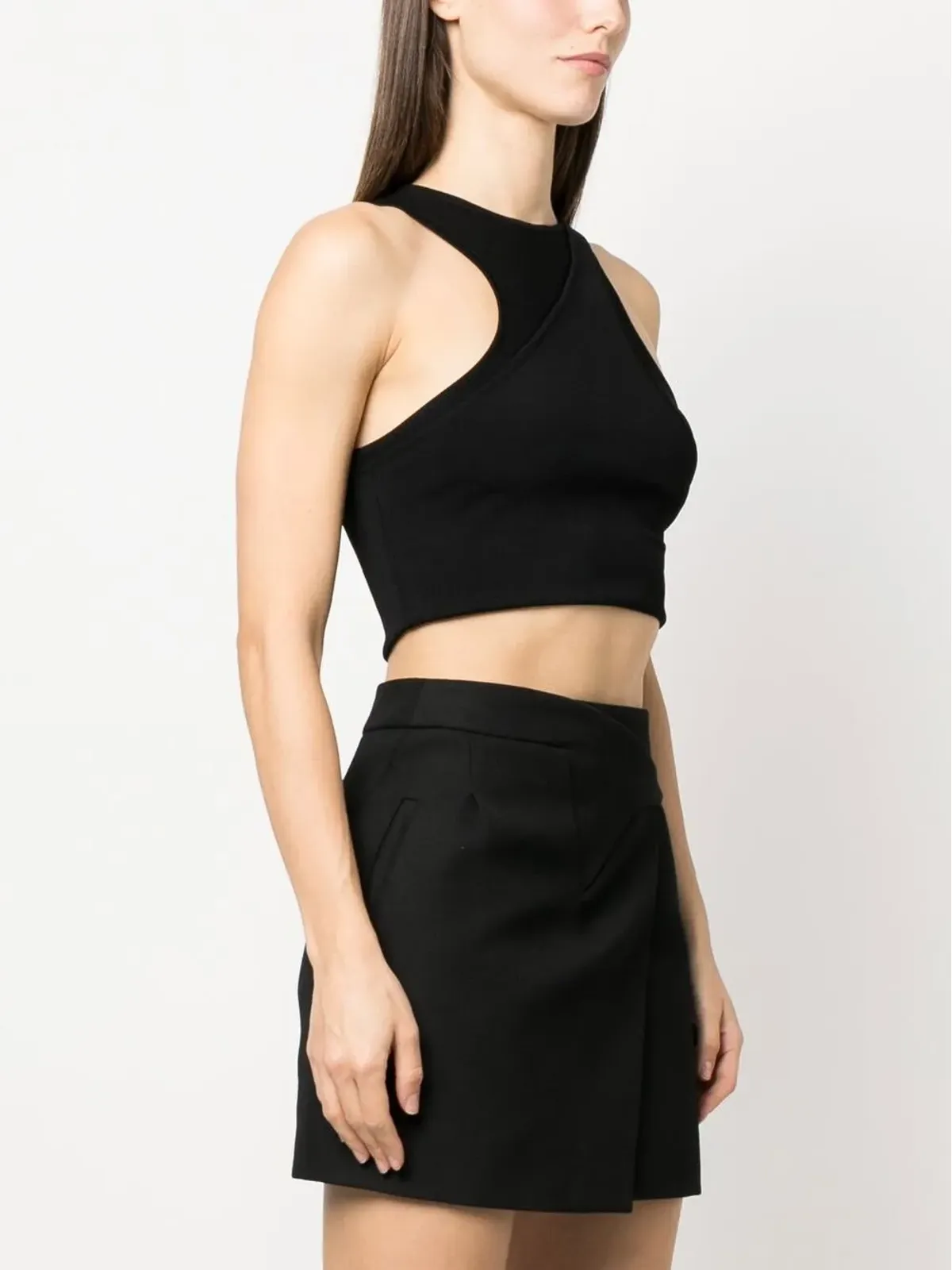 GAUGE81 fine-knit cropped top - Black - 画像3