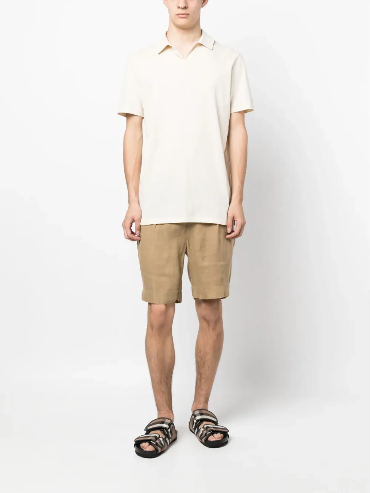 Ralph Lauren Purple Label ドローストリング付きリネンショーツ ブラウン - 画像2